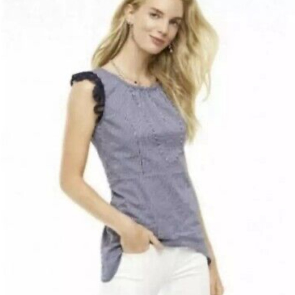 CAbi Striped Flutter Tank Top Blouse Size Small